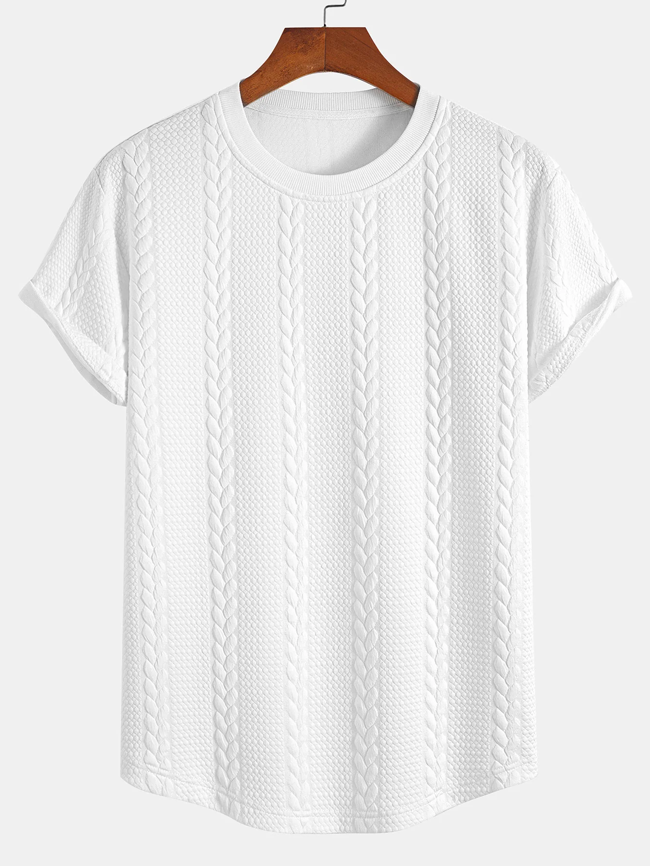 Twist Jacquard Bogen Saum T-Shirt