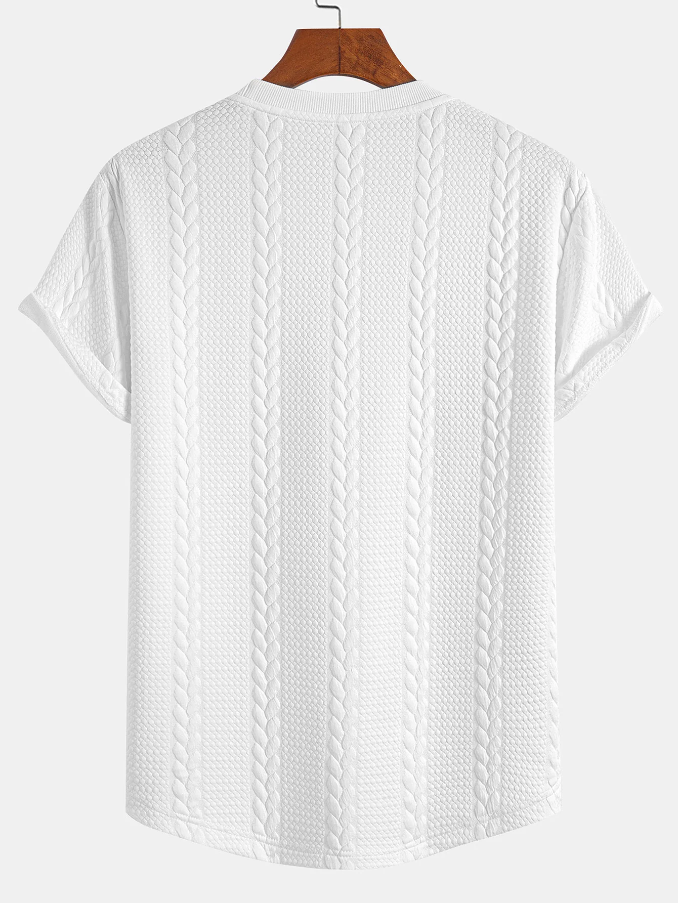 Twist Jacquard Bogen Saum T-Shirt - Image 2