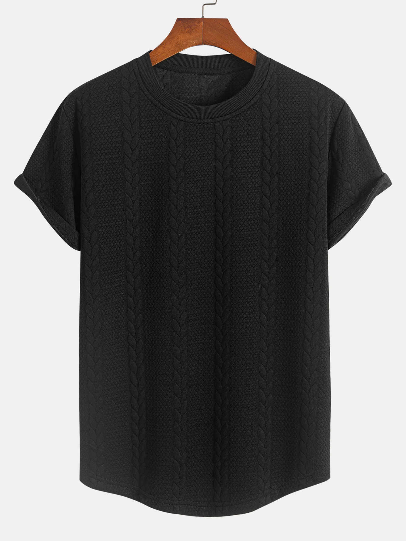 Twist Jacquard Bogen Saum T-Shirt - Image 3