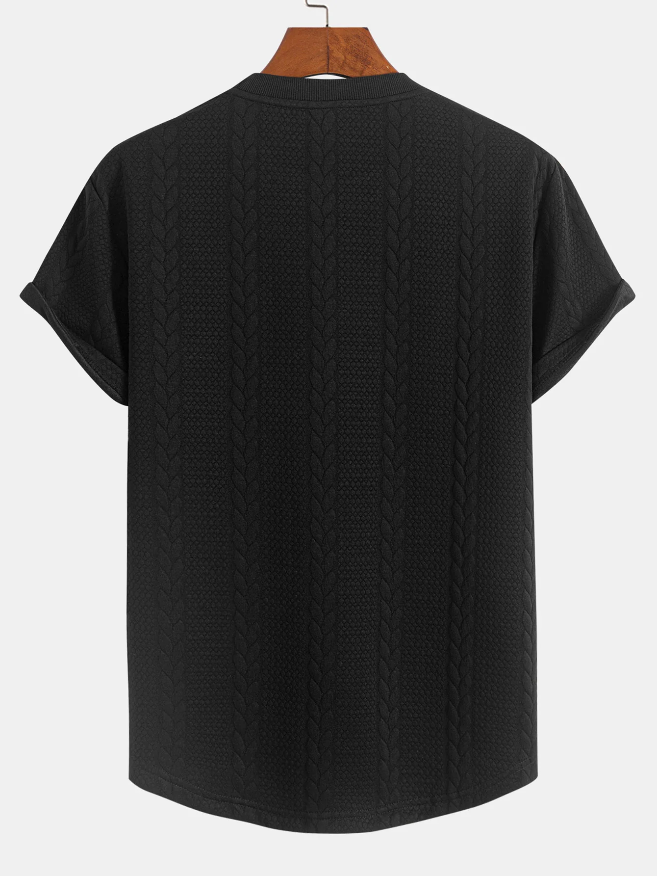 Twist Jacquard Bogen Saum T-Shirt - Image 4
