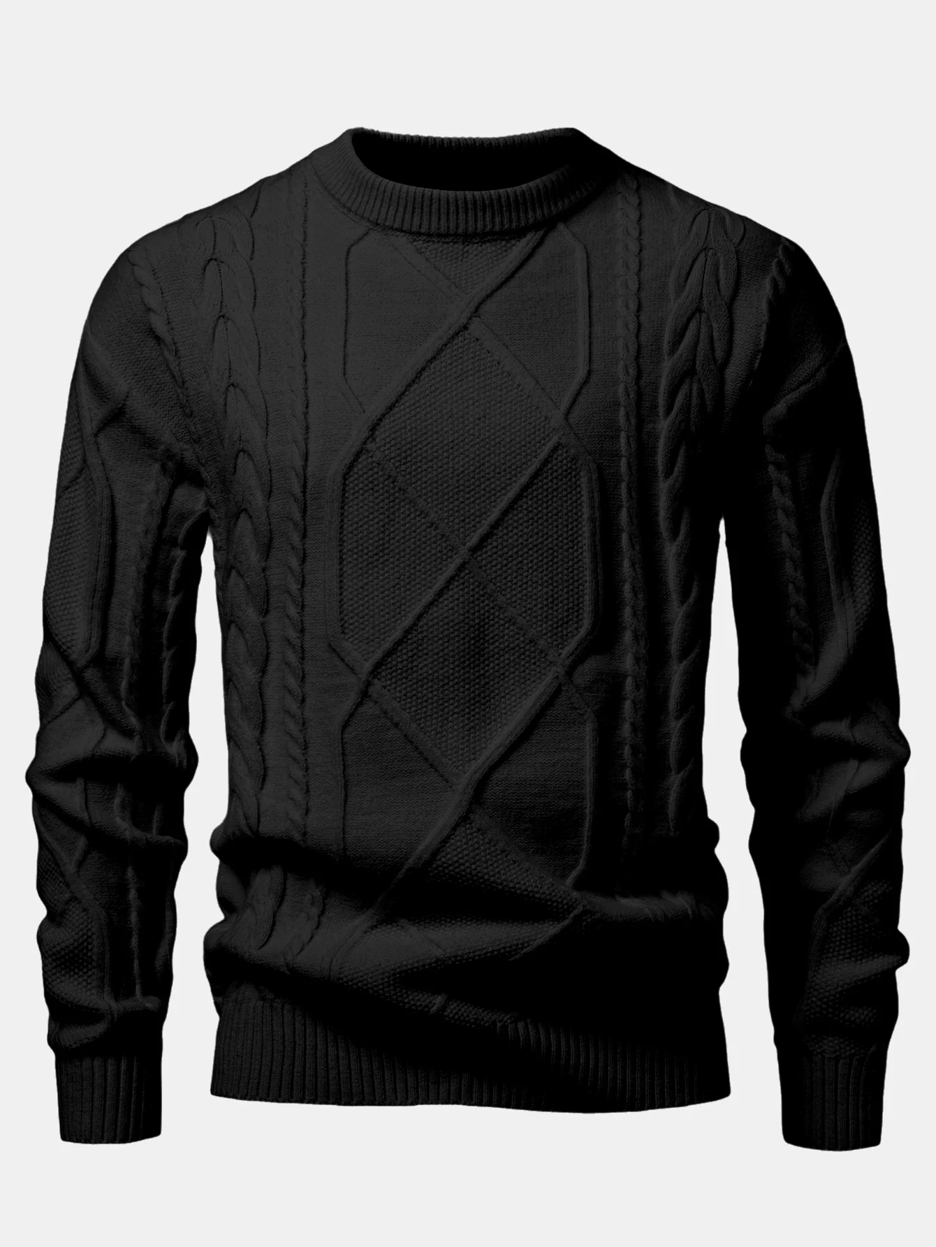 Schwerer Jacquard-Pullover mit Rundhalsausschnitt und Twist-Muster - Image 3