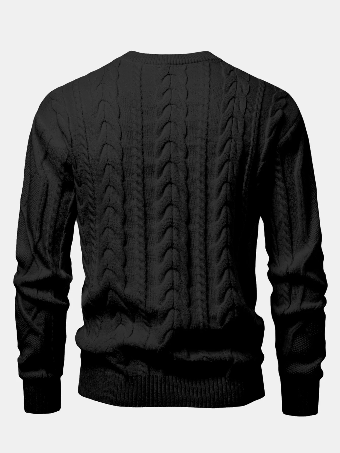 Schwerer Jacquard-Pullover mit Rundhalsausschnitt und Twist-Muster - Image 4
