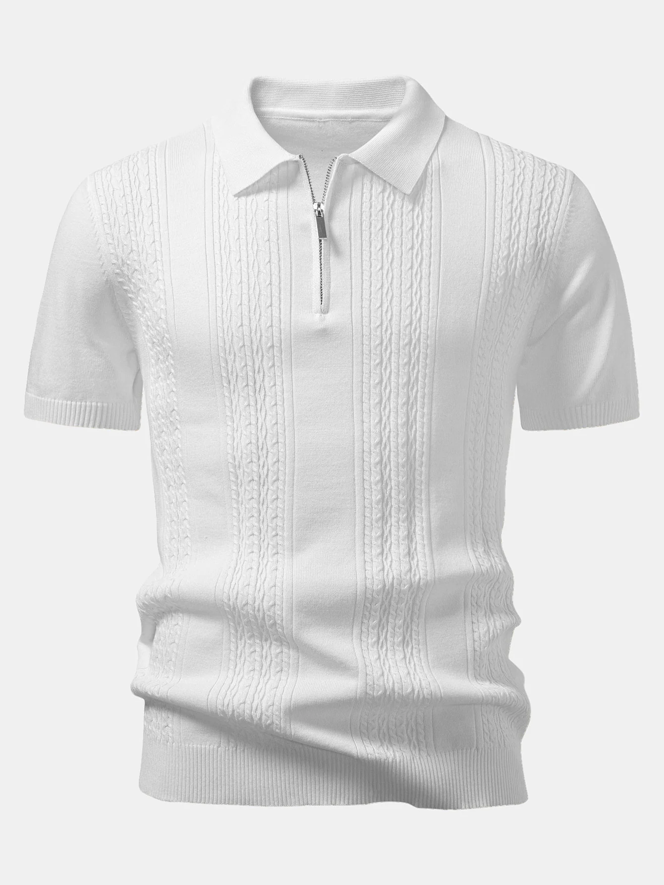 Twist Jacquard gestricktes Poloshirt mit Reißverschluss - Image 9