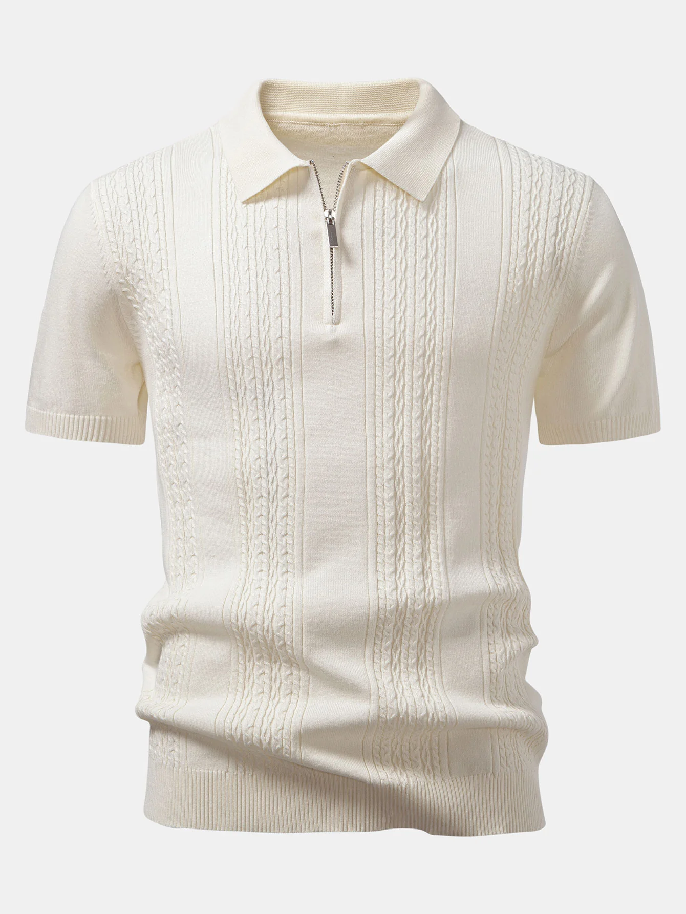 Twist Jacquard Strick-Poloshirts mit Reißverschluss & Slim Fit konisch zulaufende Hose - Image 2