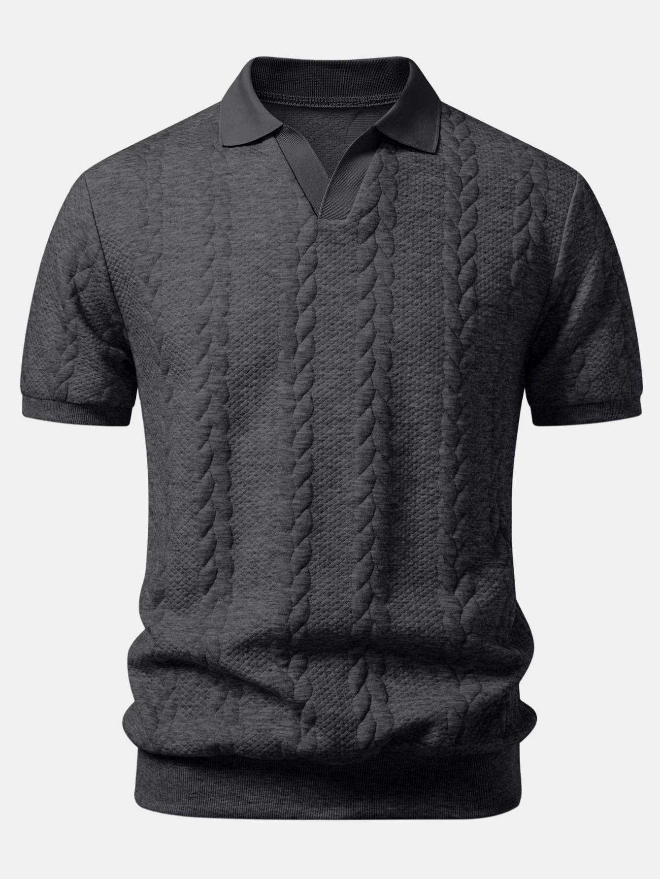 Twist Jacquard V Neck Polo - Image 11