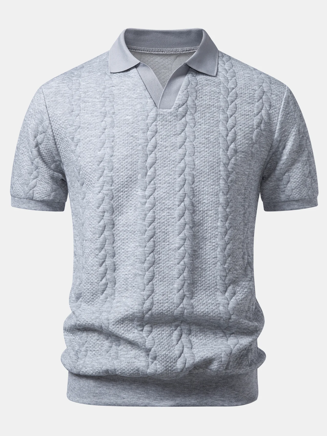 Twist Jacquard V Neck Polo - Image 3