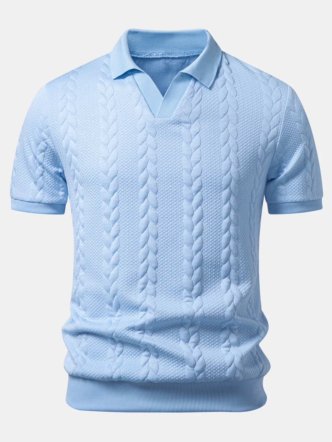 Twist Jacquard V Neck Polo - Image 5