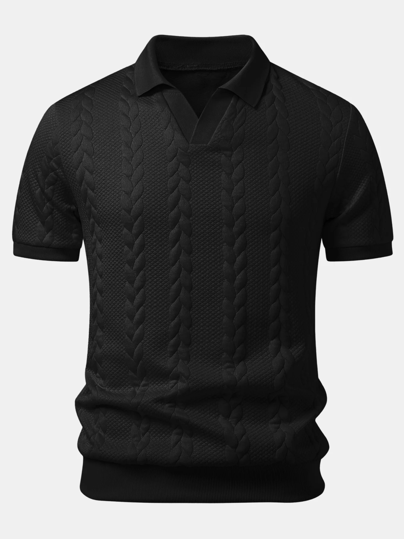 Twist Jacquard V Neck Polo - Image 7