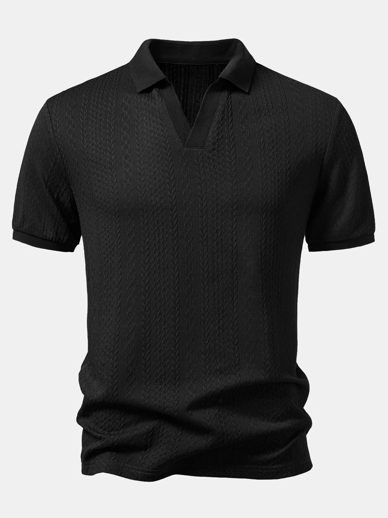 Twist Jacquard V Neck Polo & Slim Fit Tapered Trousers - Image 6