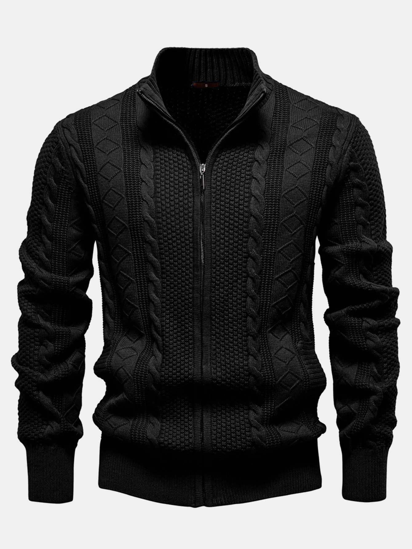 Twist Jacquard Reißverschluss Stehkragen Pullover - Image 3