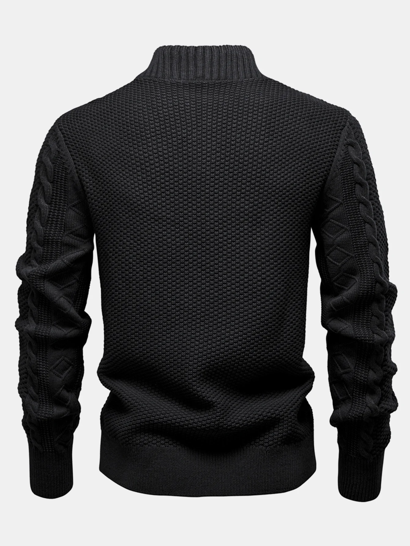 Twist Jacquard Reißverschluss Stehkragen Pullover - Image 4