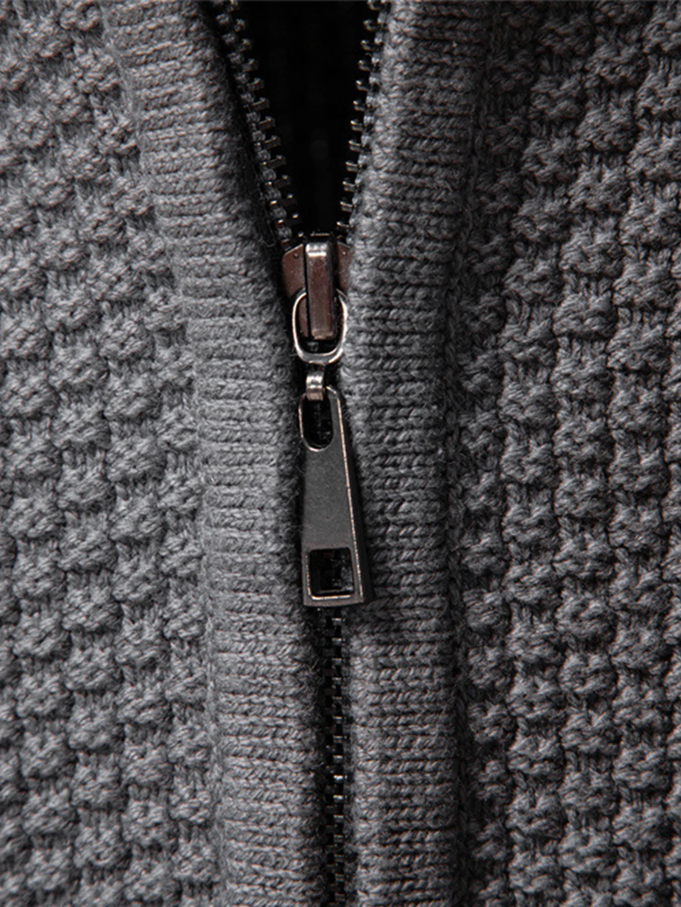 Twist Jacquard Reißverschluss Stehkragen Pullover - Image 5