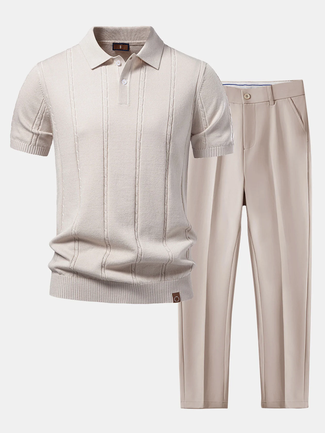 Twist Knit Polo & Slim Fit Tapered Trousers - Image 2