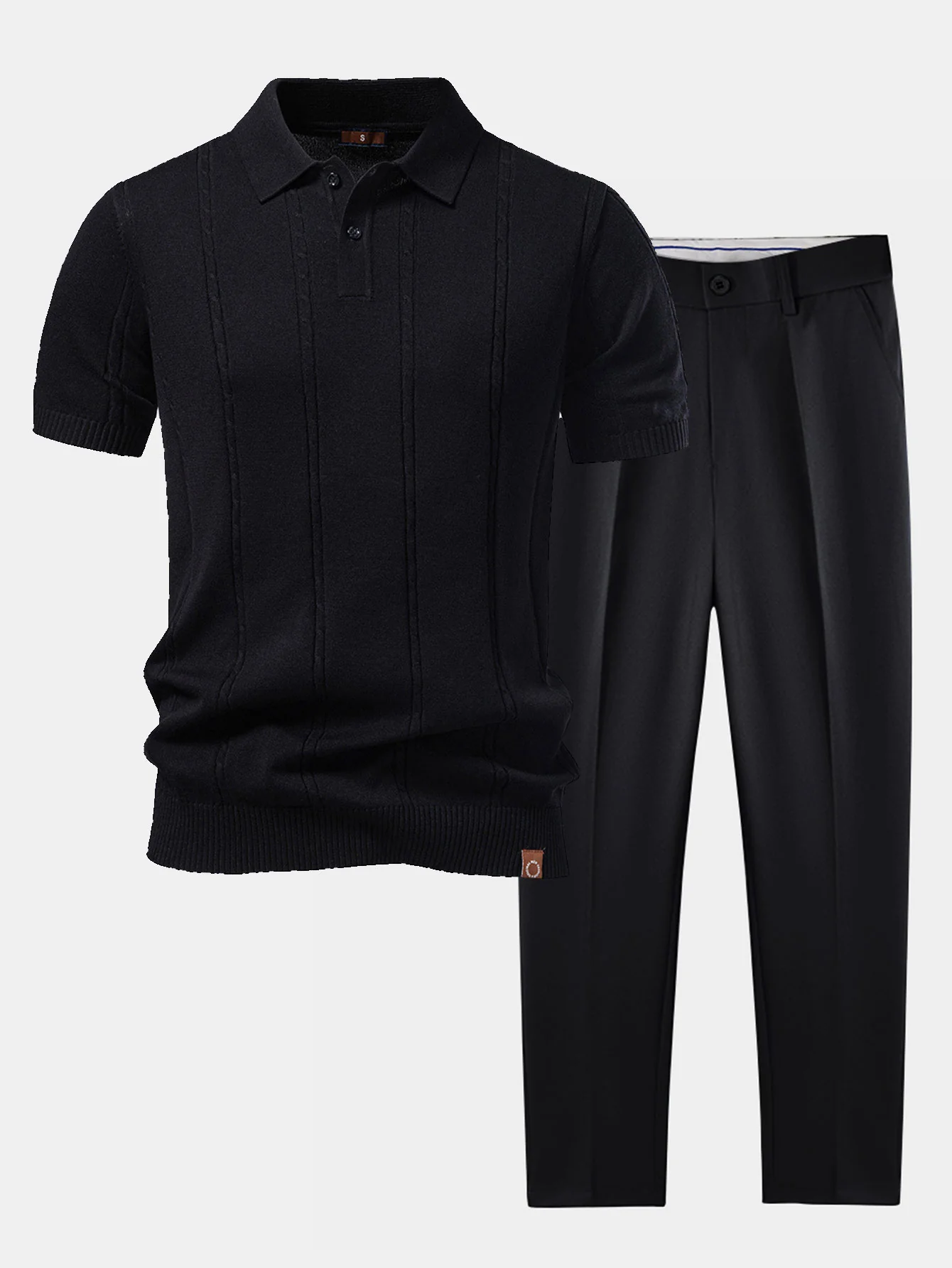 Twist Knit Polo & Slim Fit Tapered Trousers - Image 3