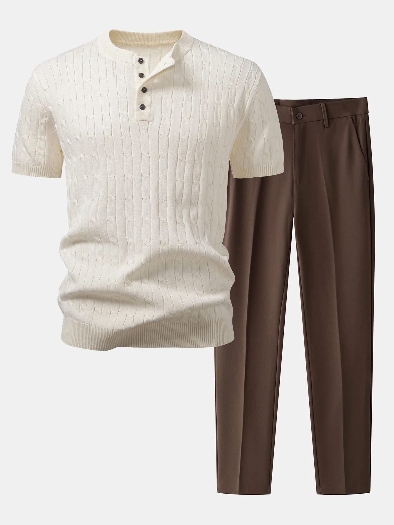 Twist Strick-Henley-Shirt & Schlanke, Verjüngte Hose