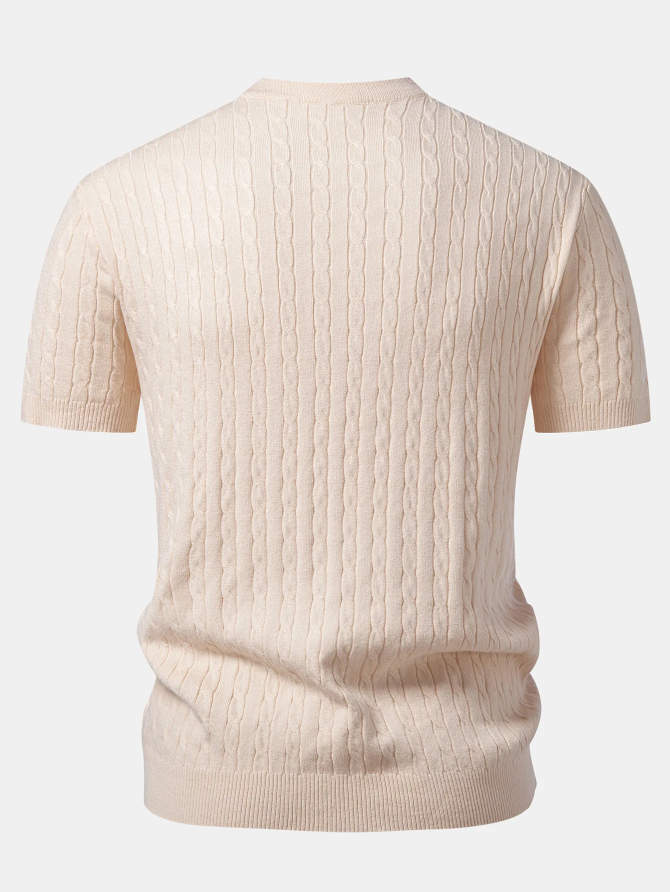 Twisted Jacquard Crew Collar Knit T-Shirt - Image 10