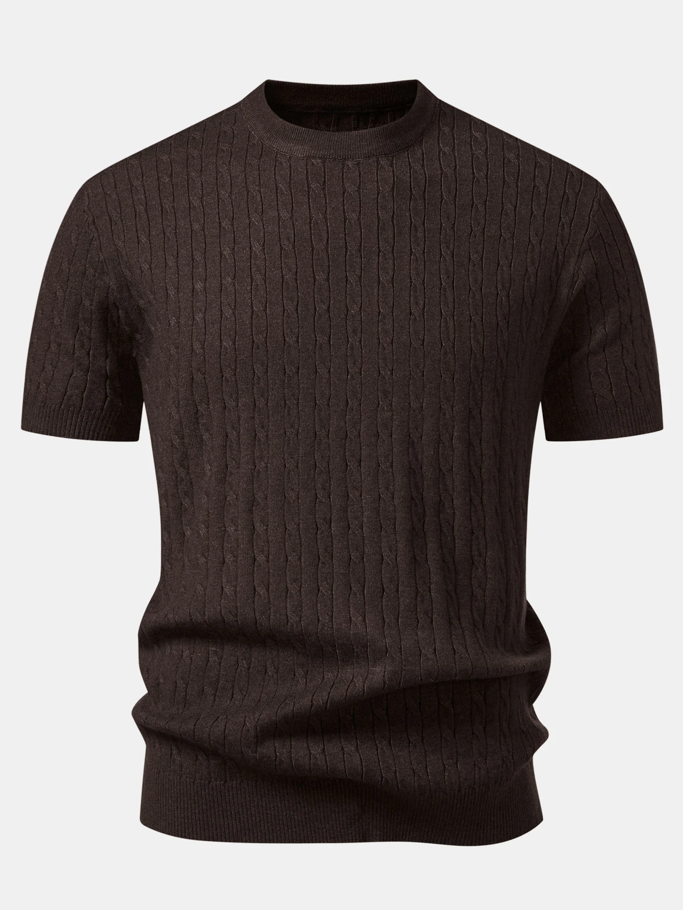 Twisted Jacquard Crew Collar Knit T-Shirt - Image 13