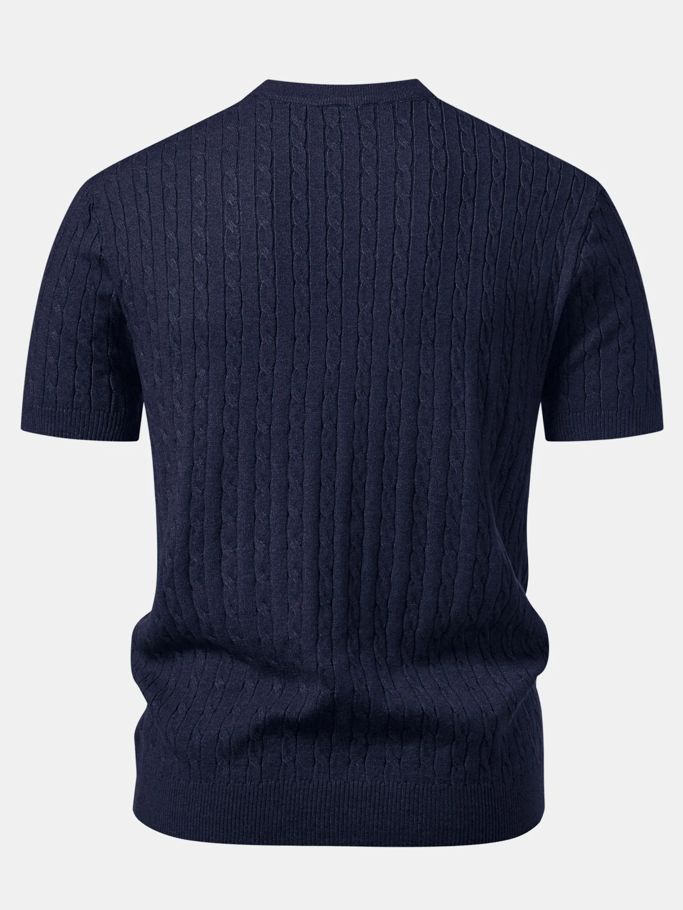 Twisted Jacquard Crew Collar Knit T-Shirt - Image 4