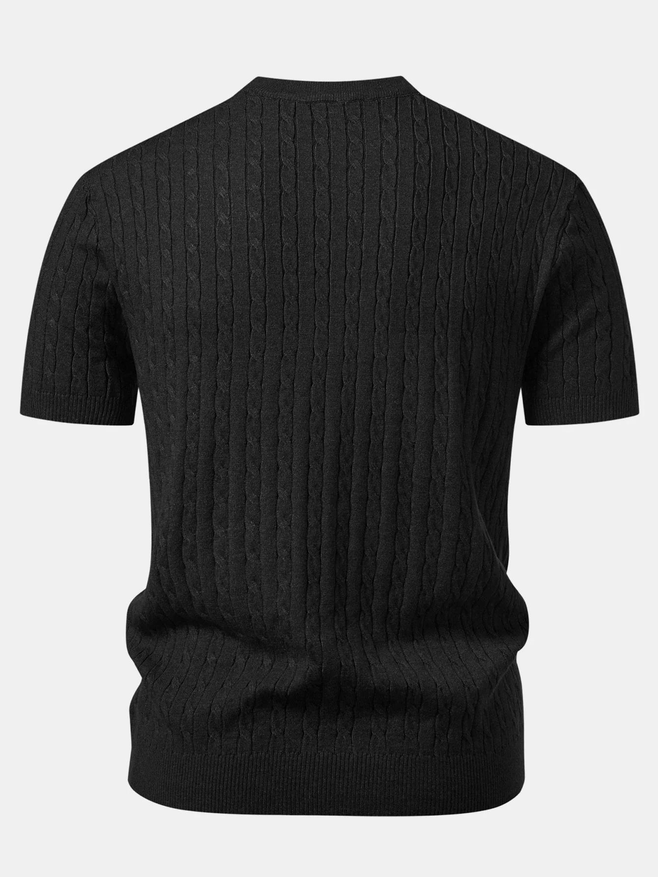 Twisted Jacquard Crew Collar Knit T-Shirt - Image 6
