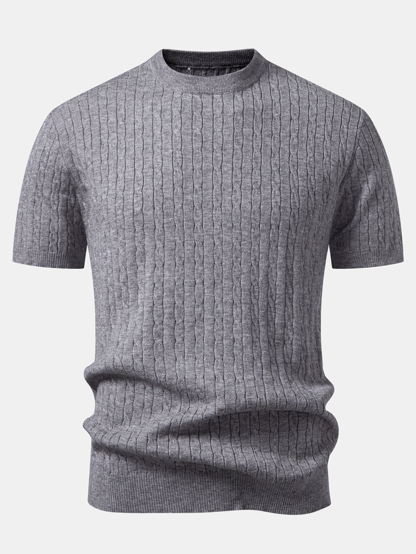 Twisted Jacquard Crew Collar Knit T-Shirt - Image 7