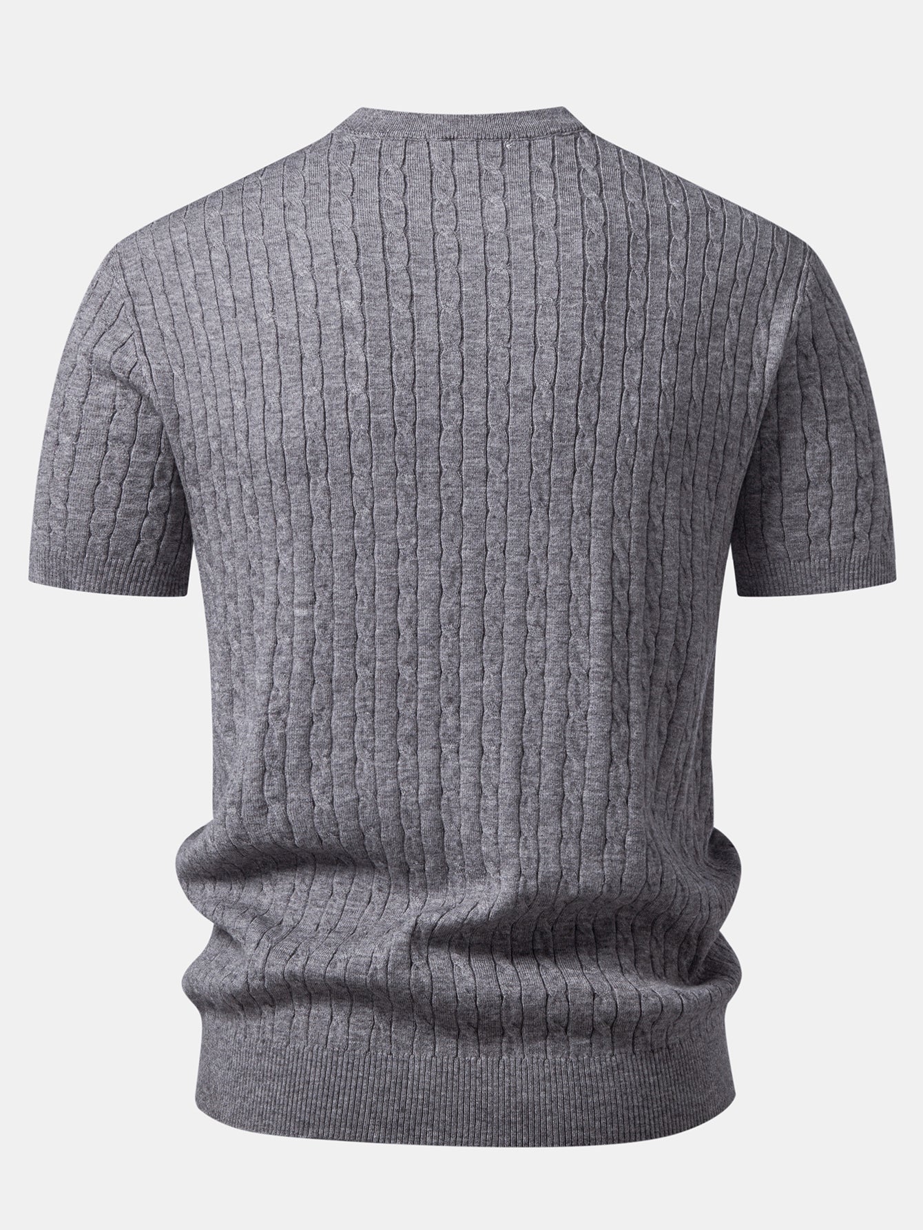 Twisted Jacquard Crew Collar Knit T-Shirt - Image 8
