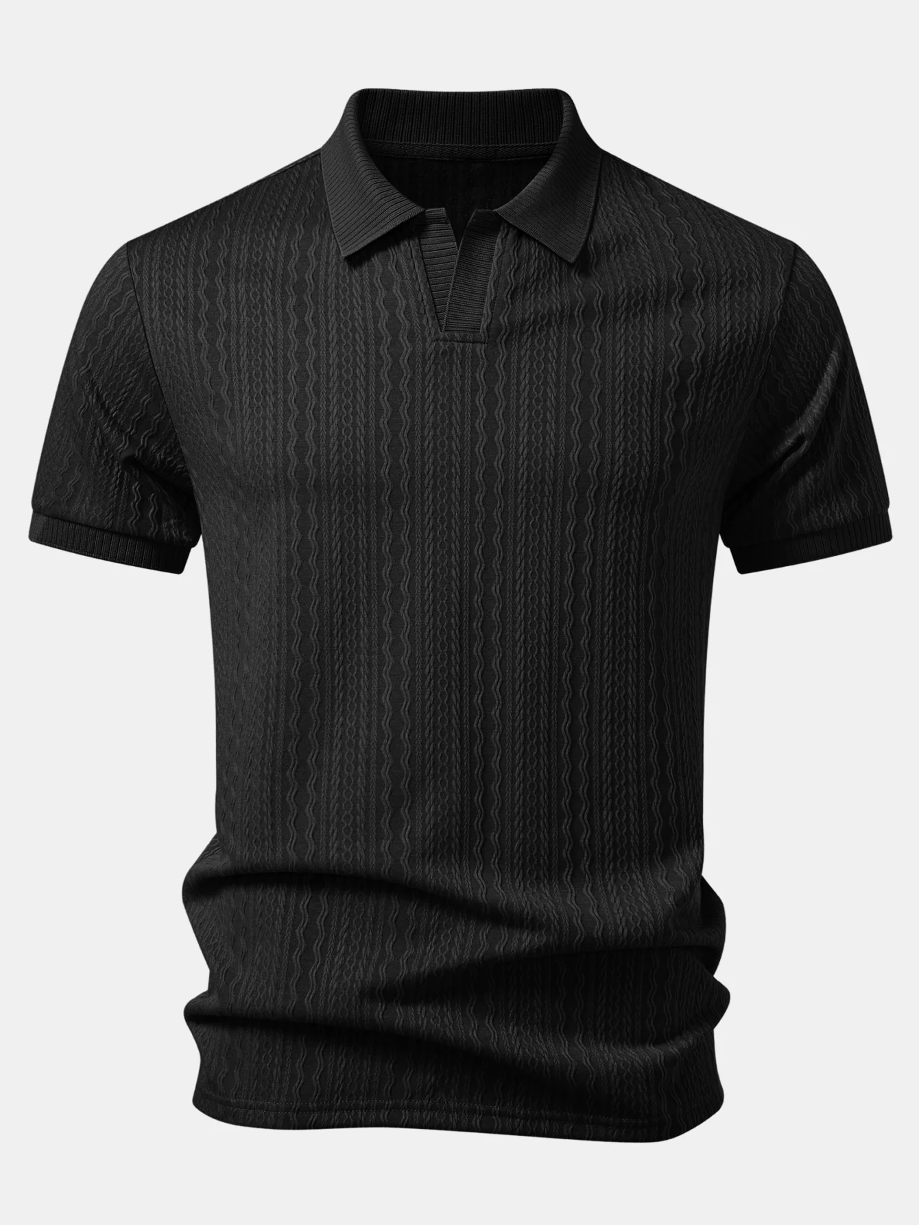 Twisted Jacquard Johnny Collar Polo - Image 3