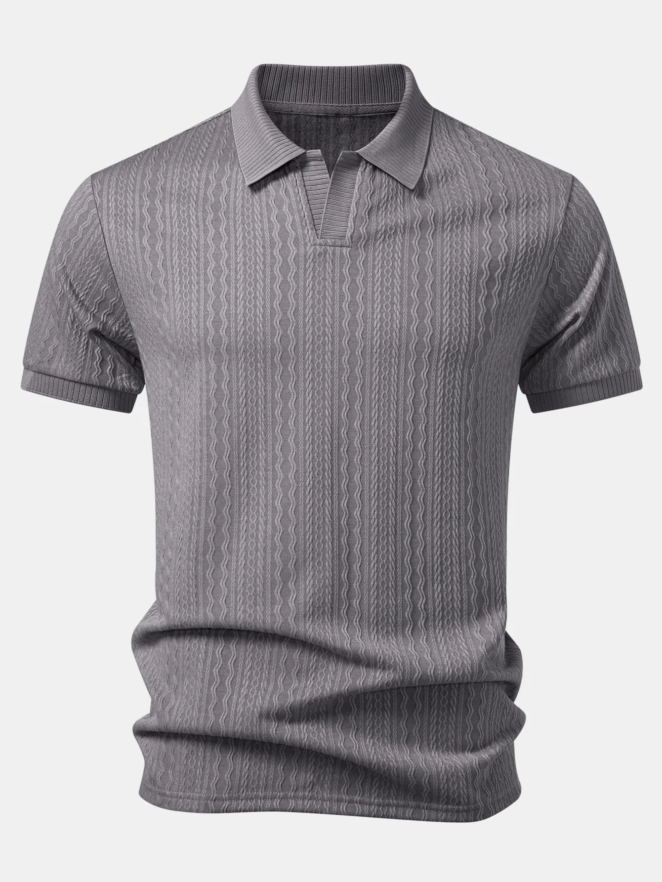 Twisted Jacquard Johnny Collar Polo - Image 5