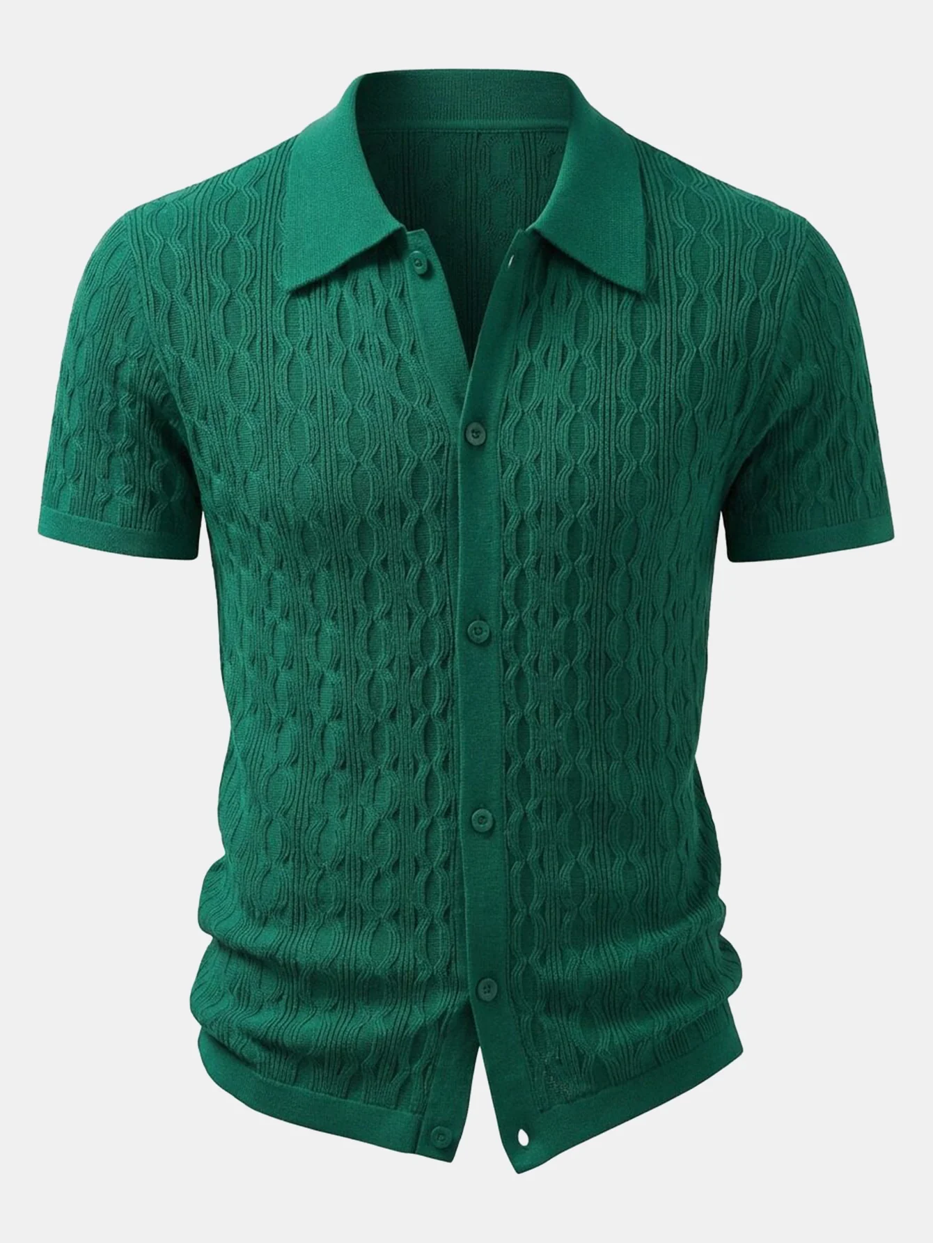 Twisted Jacquard Knit Shirt & Slim Fit Tapered Trousers - Image 4