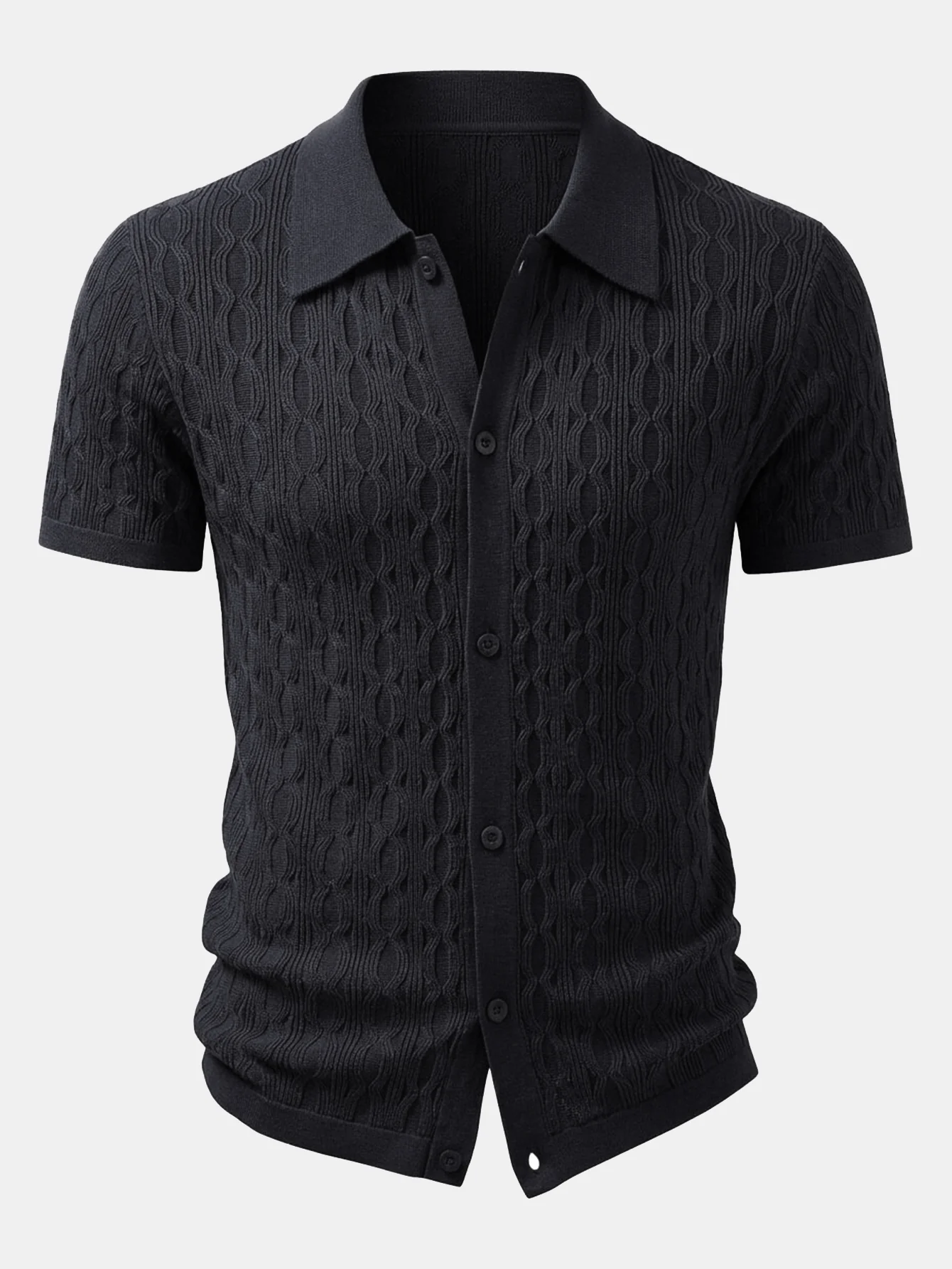 Twisted Jacquard Knit Shirt & Slim Fit Tapered Trousers - Image 6