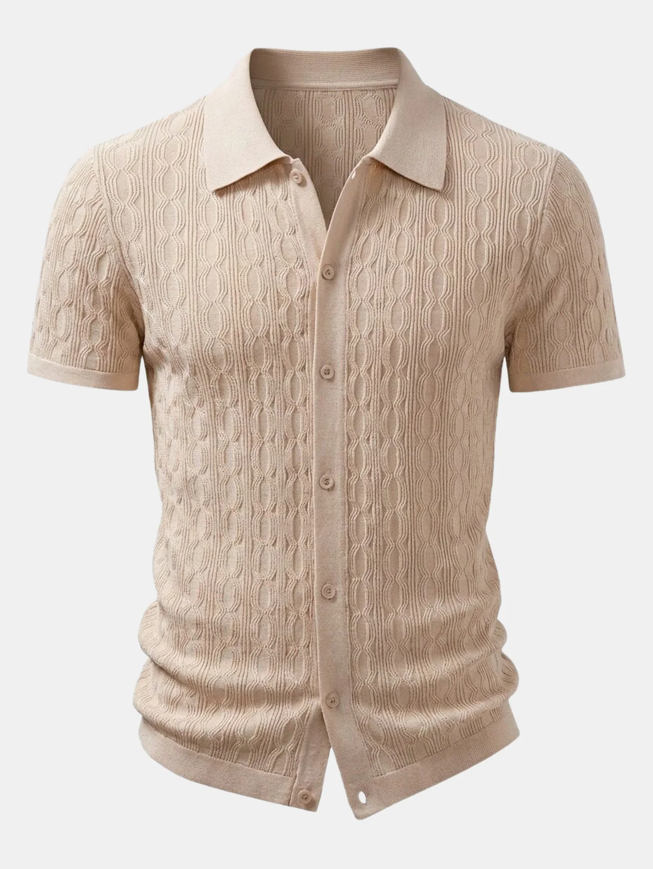 Twisted Jacquard Knit Shirt & Slim Fit Tapered Trousers - Image 8