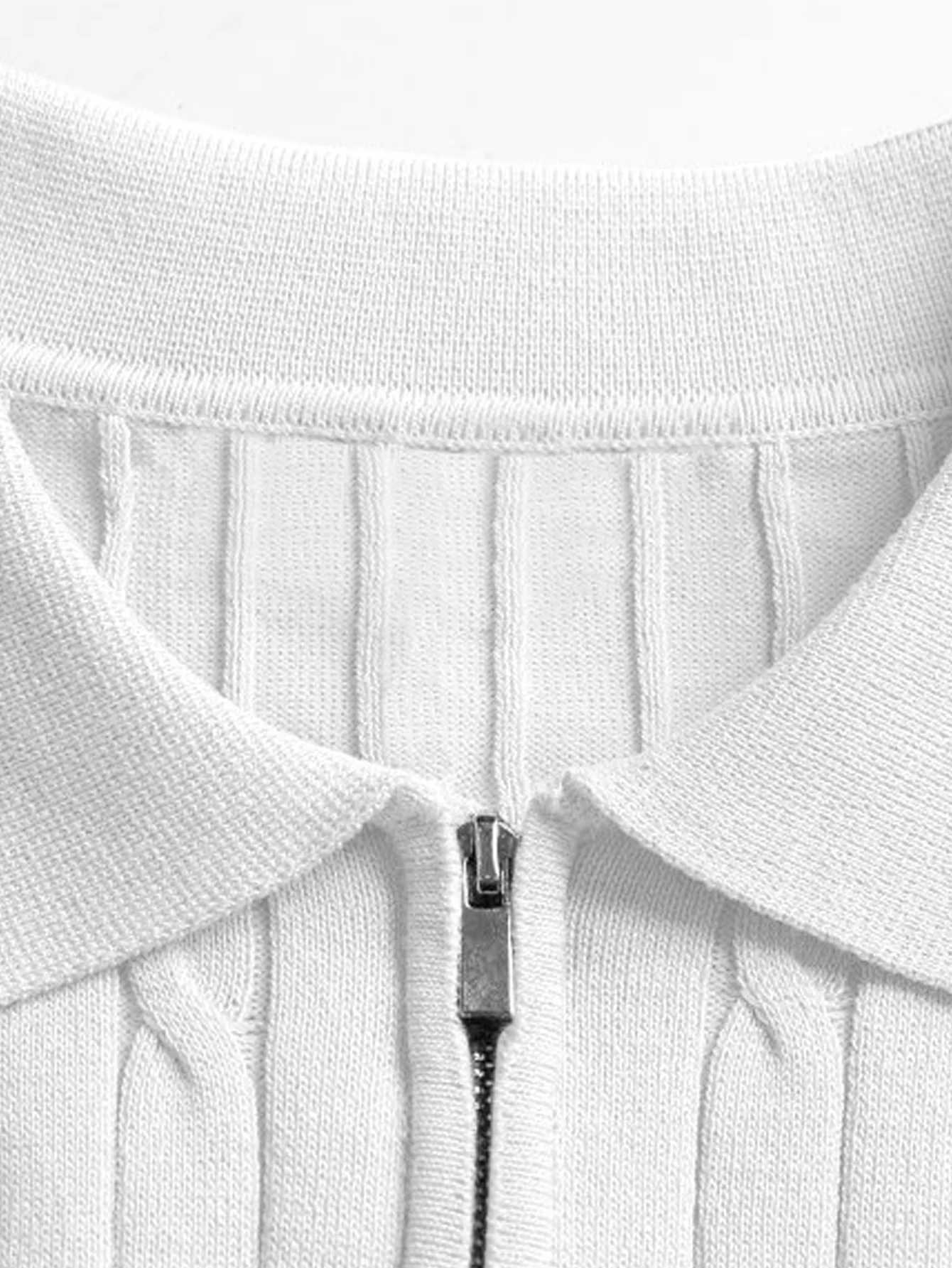 Twisted Jacquard Zipper Knit Polo - Image 9
