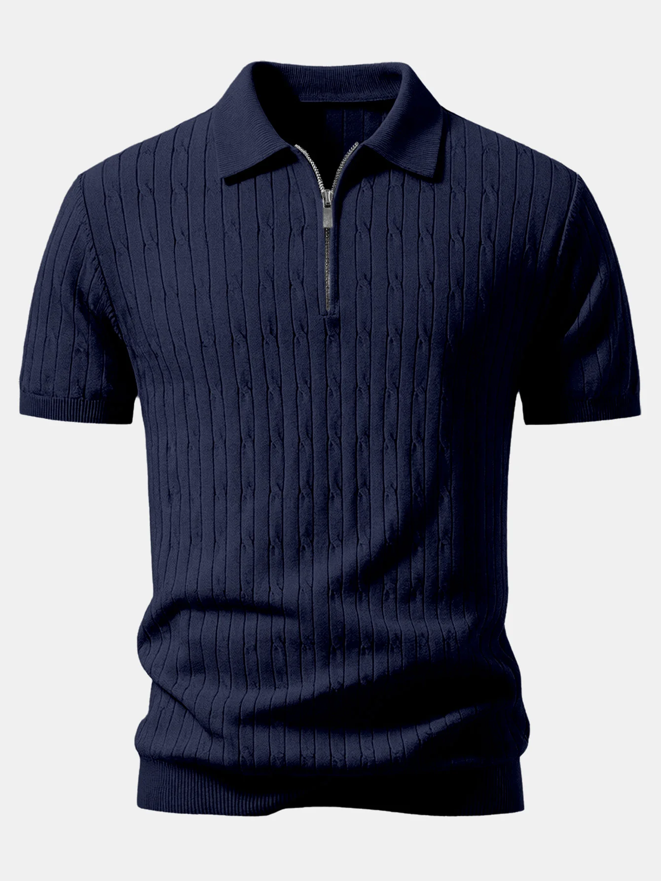 Twisted Jacquard Zipper Knit Polo