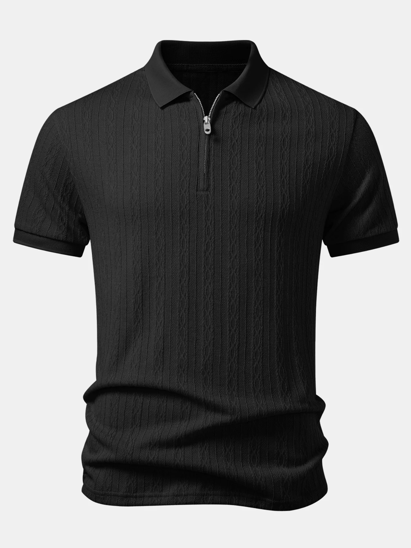Twisted Jacquard Zipper Polo - Image 3