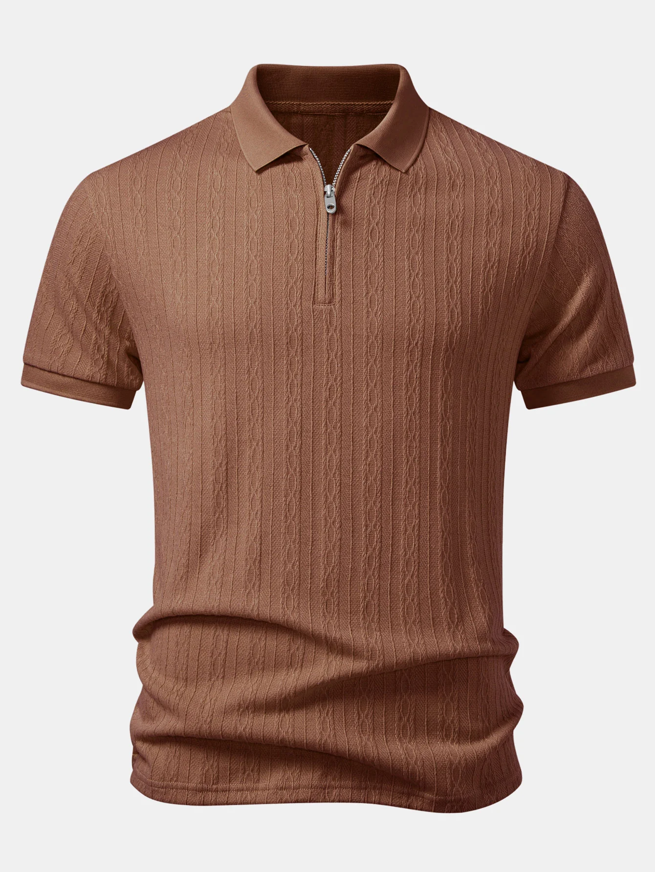 Twisted Jacquard Zipper Polo - Image 7