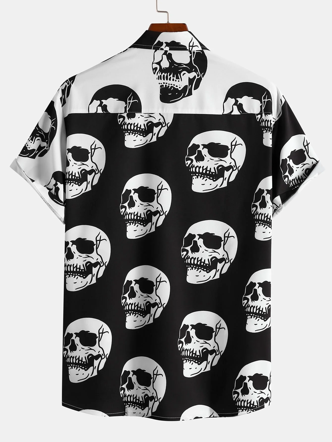 Zweifarbiges Totenkopf-Print-Shirt - Image 2