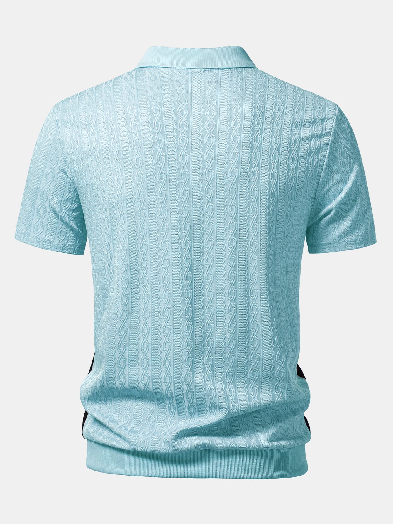 Two Tone Twisted Jacquard Zipper Knit Polo - Image 10