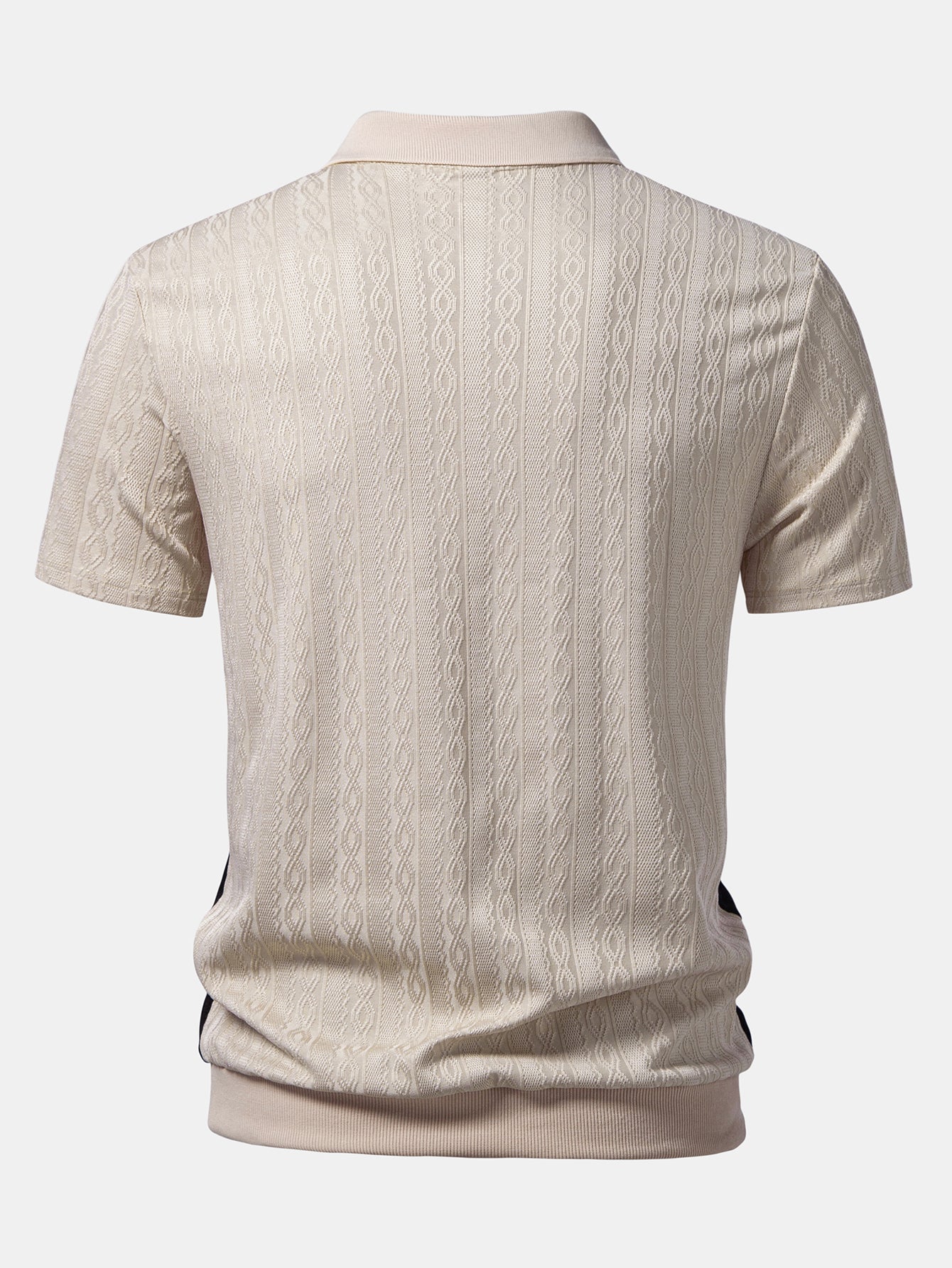 Two Tone Twisted Jacquard Zipper Knit Polo - Image 2