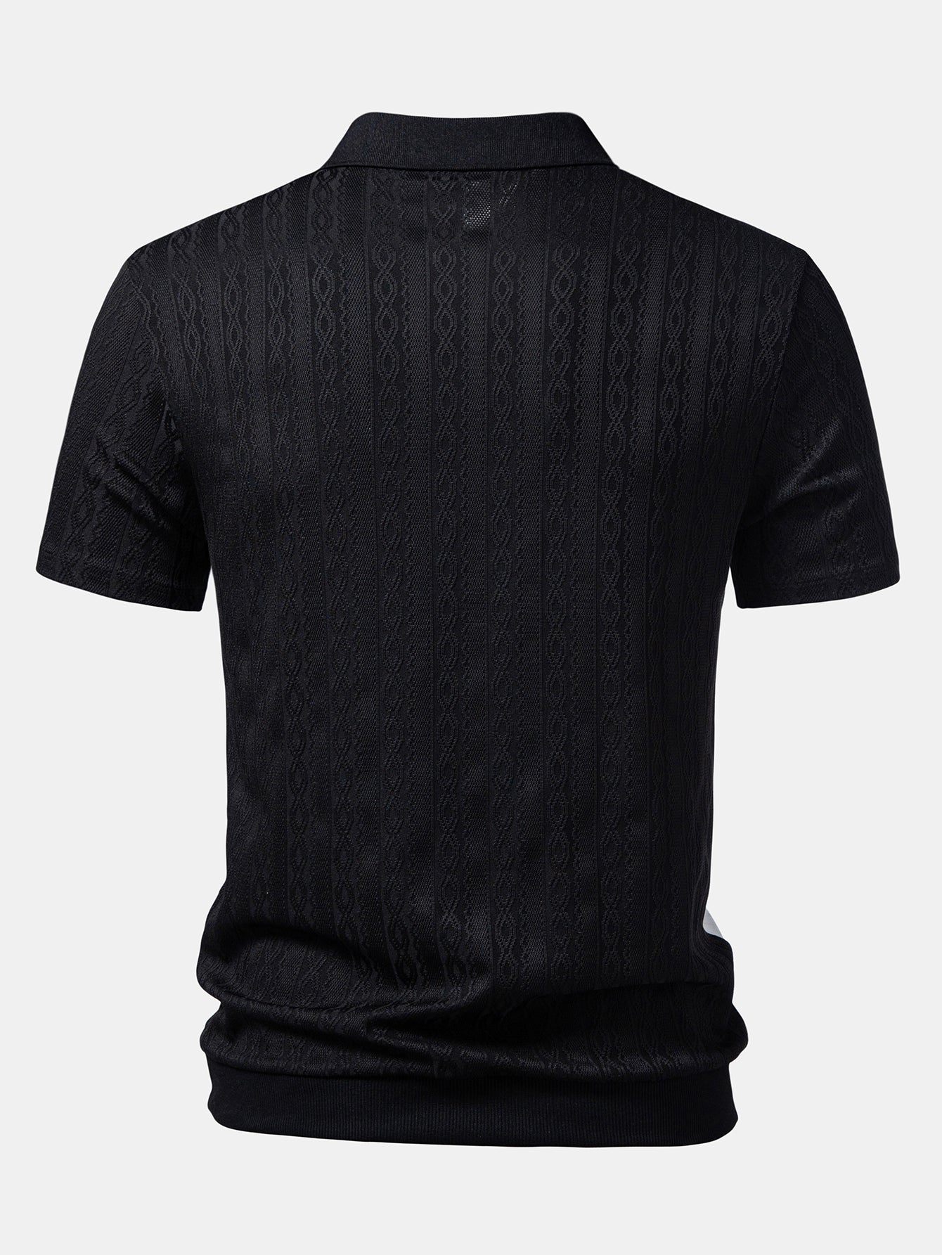 Two Tone Twisted Jacquard Zipper Knit Polo - Image 4