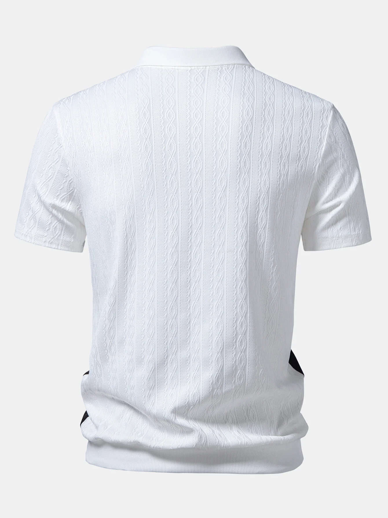 Two Tone Twisted Jacquard Zipper Knit Polo - Image 6