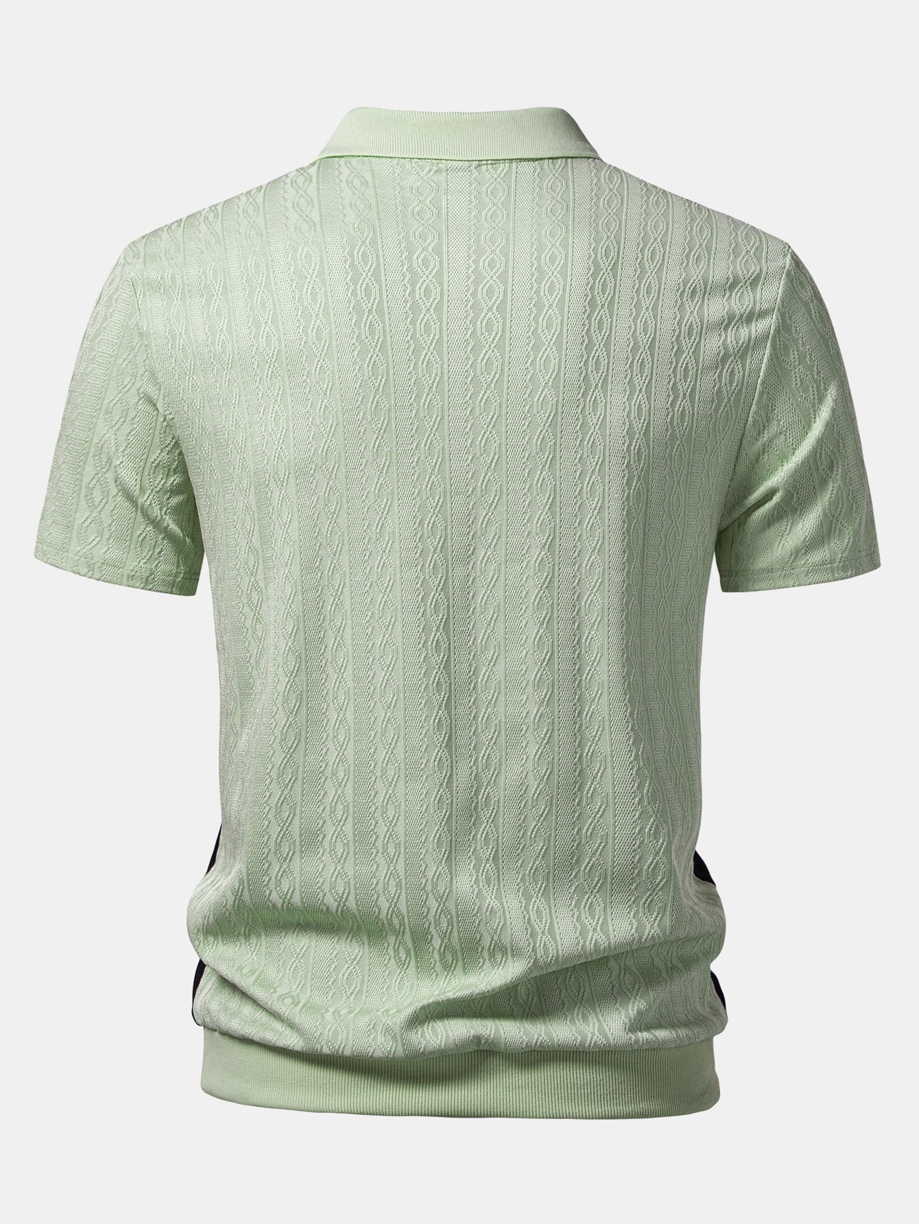 Two Tone Twisted Jacquard Zipper Knit Polo - Image 8