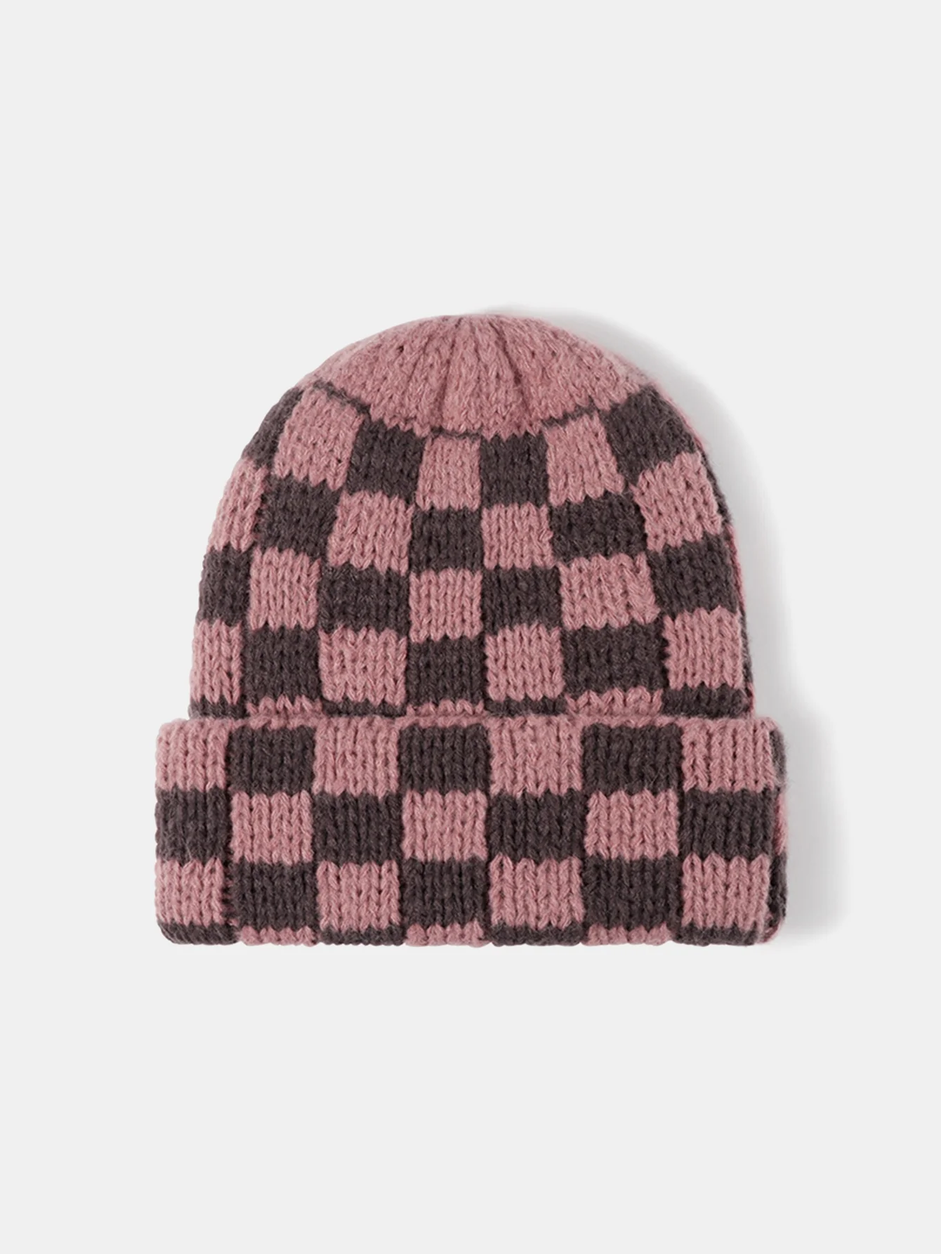 Unisex Autumn/Winter Thick Double-Layer Checkerboard Knitted Hat Outdoor Warm Couple Cap - Image 10