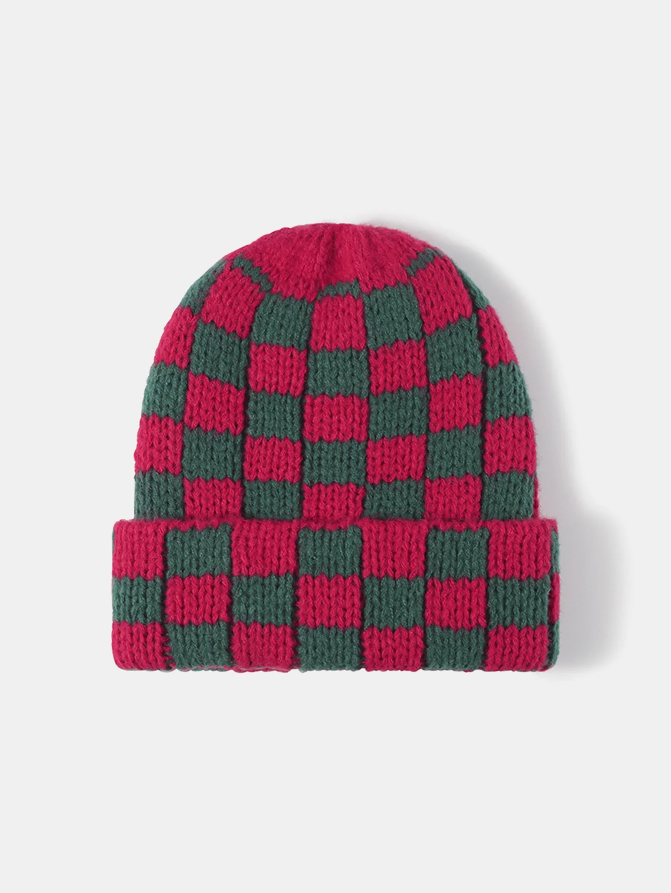 Unisex Autumn/Winter Thick Double-Layer Checkerboard Knitted Hat Outdoor Warm Couple Cap - Image 12