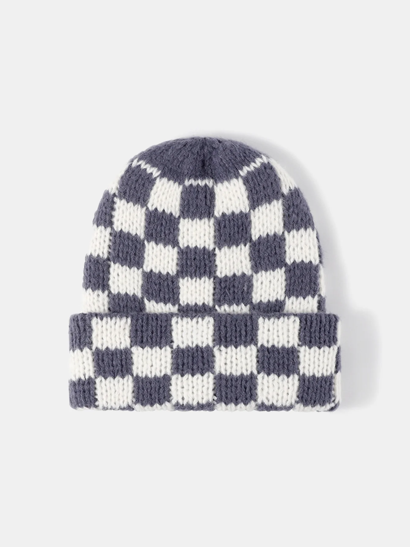 Unisex Autumn/Winter Thick Double-Layer Checkerboard Knitted Hat Outdoor Warm Couple Cap - Image 13