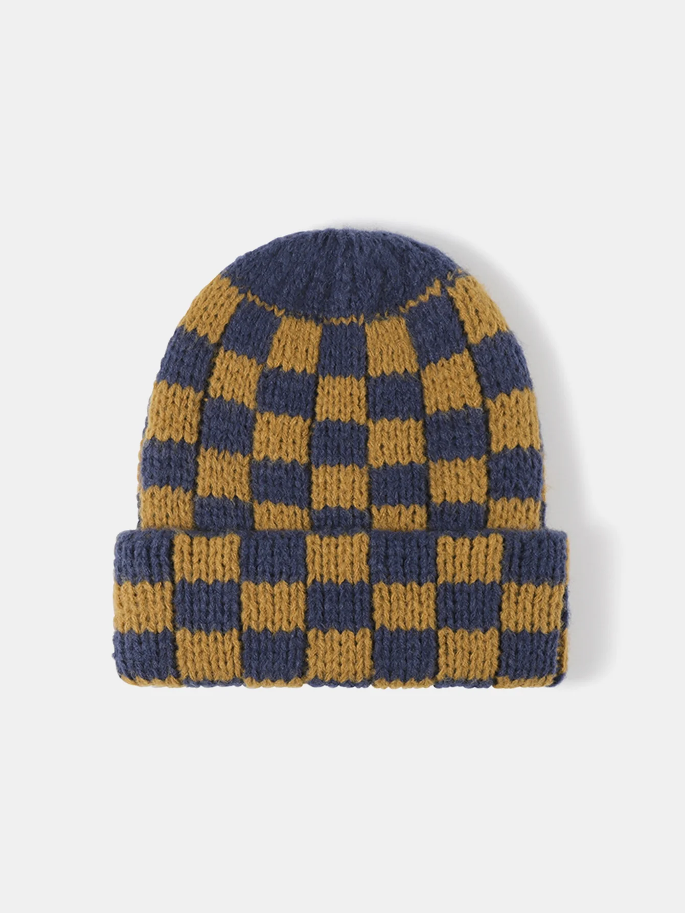 Unisex Autumn/Winter Thick Double-Layer Checkerboard Knitted Hat Outdoor Warm Couple Cap - Image 14