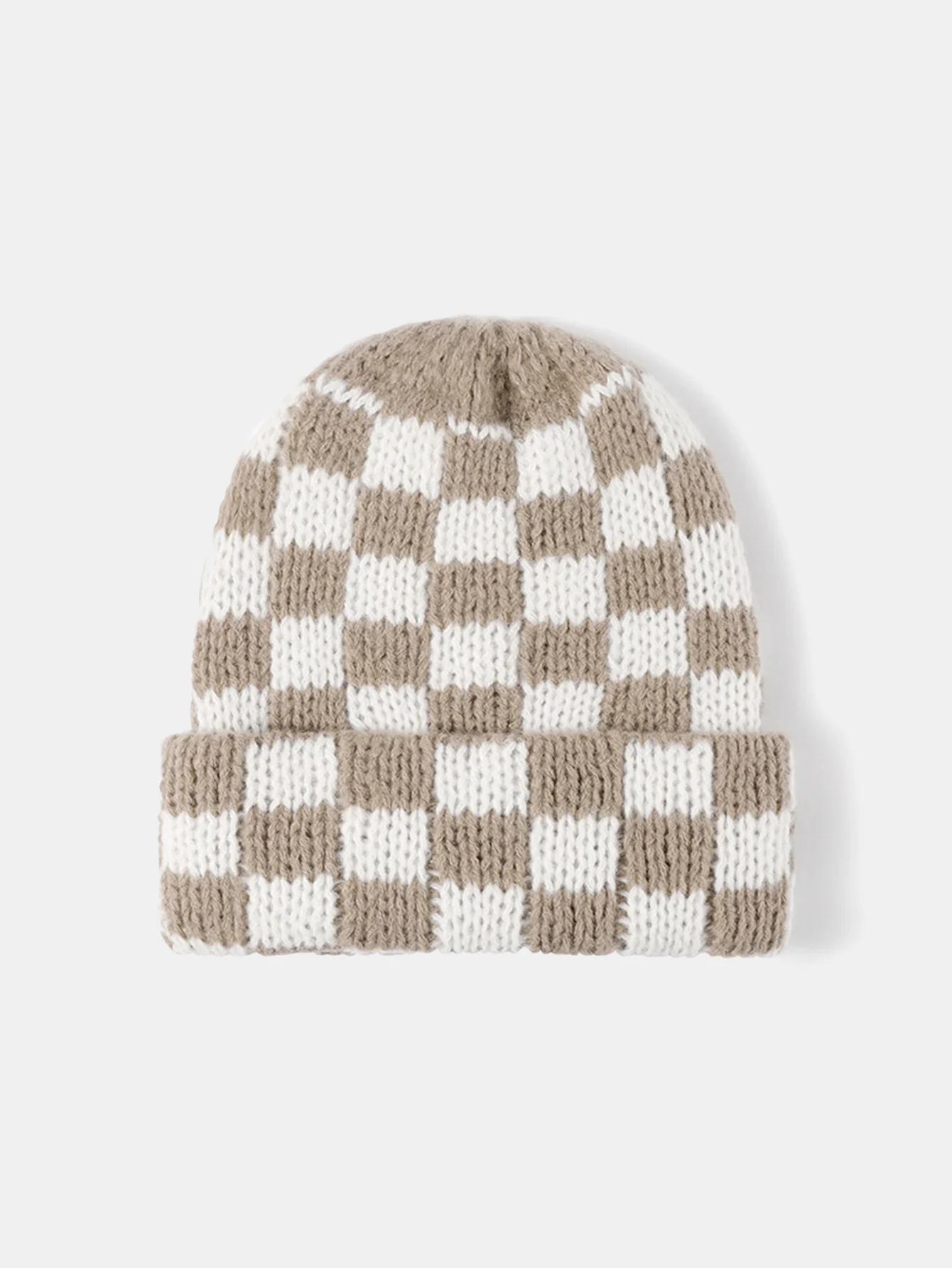 Unisex Autumn/Winter Thick Double-Layer Checkerboard Knitted Hat Outdoor Warm Couple Cap - Image 16