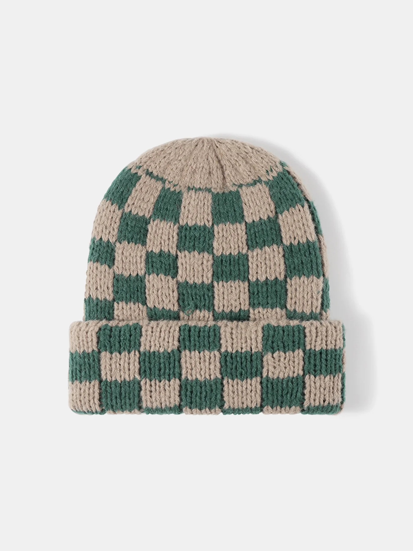 Unisex Autumn/Winter Thick Double-Layer Checkerboard Knitted Hat Outdoor Warm Couple Cap - Image 17