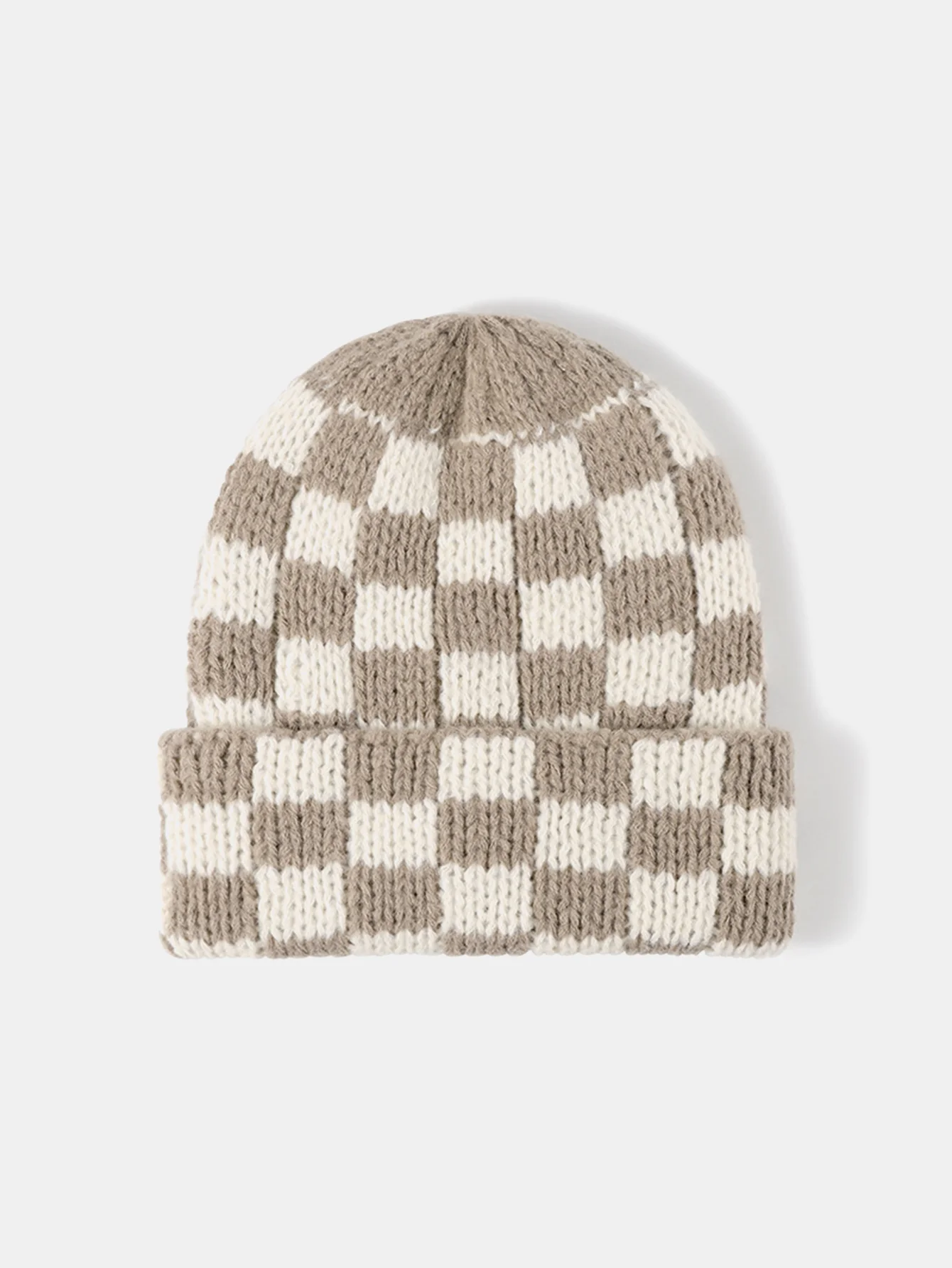 Unisex Autumn/Winter Thick Double-Layer Checkerboard Knitted Hat Outdoor Warm Couple Cap - Image 18