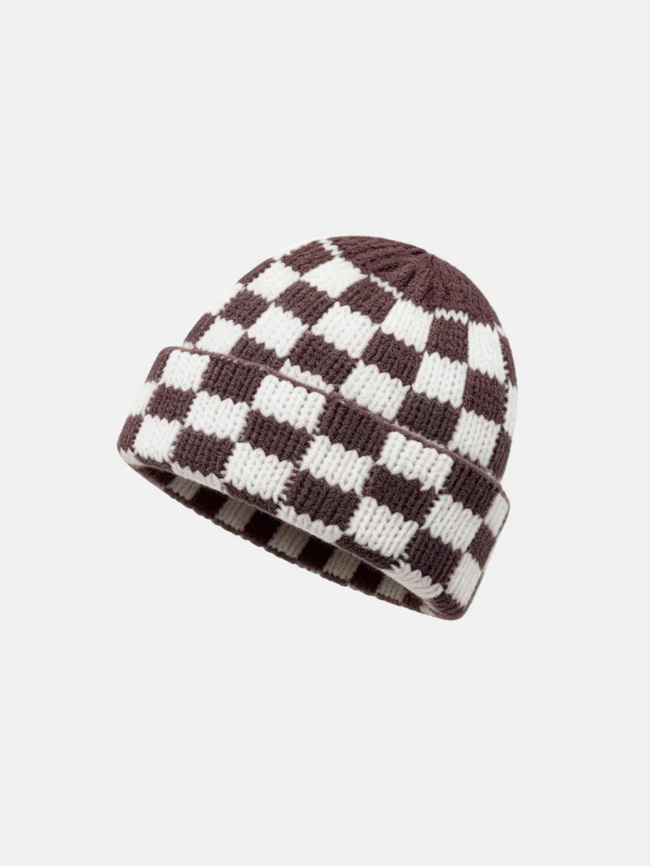 Unisex Autumn/Winter Thick Double-Layer Checkerboard Knitted Hat Outdoor Warm Couple Cap - Image 6