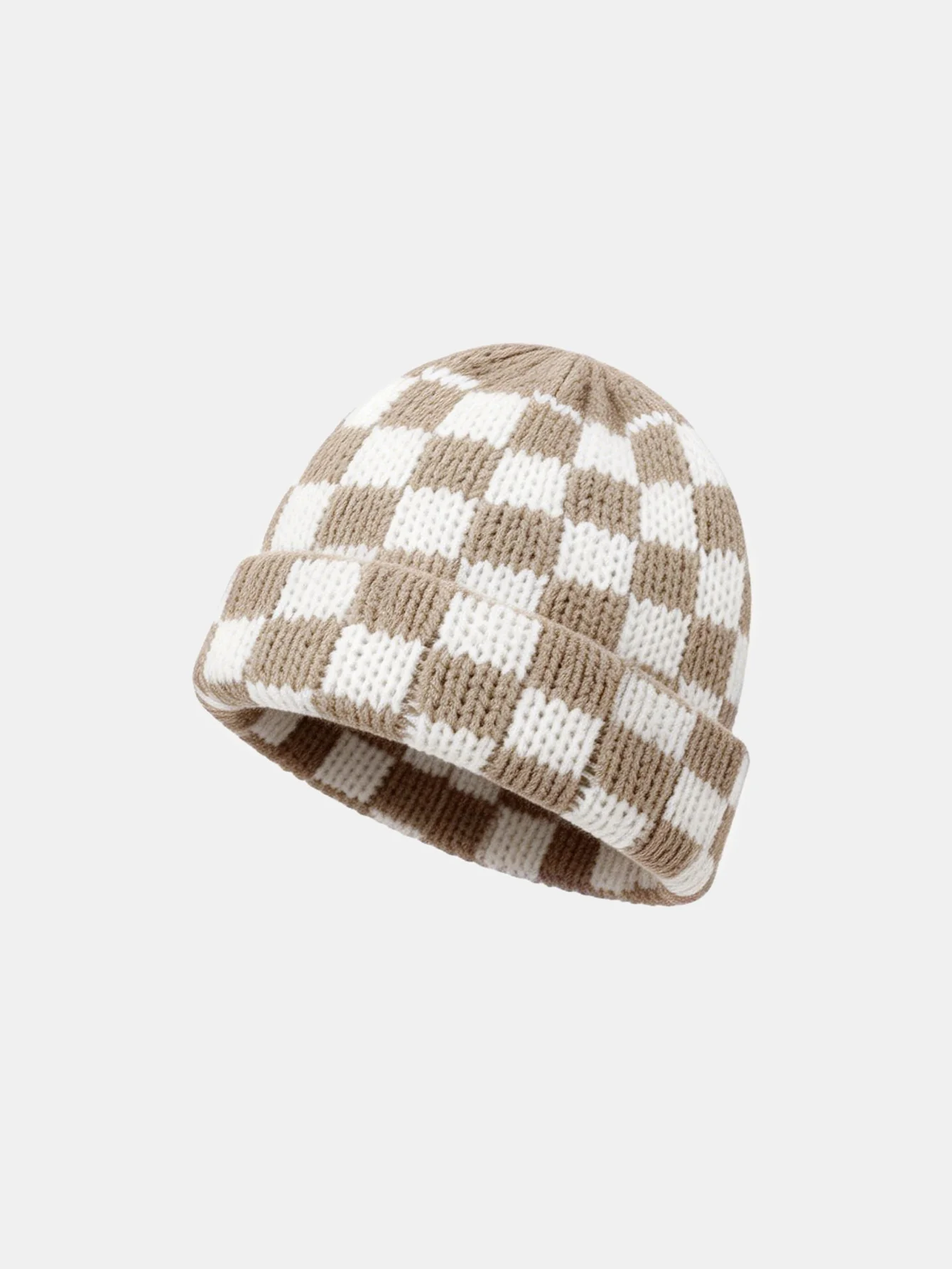 Unisex Autumn/Winter Thick Double-Layer Checkerboard Knitted Hat Outdoor Warm Couple Cap - Image 7