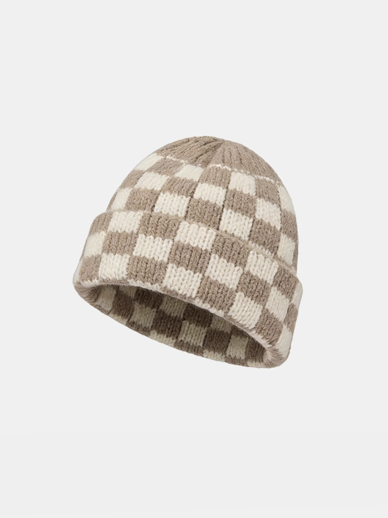 Unisex Autumn/Winter Thick Double-Layer Checkerboard Knitted Hat Outdoor Warm Couple Cap - Image 8